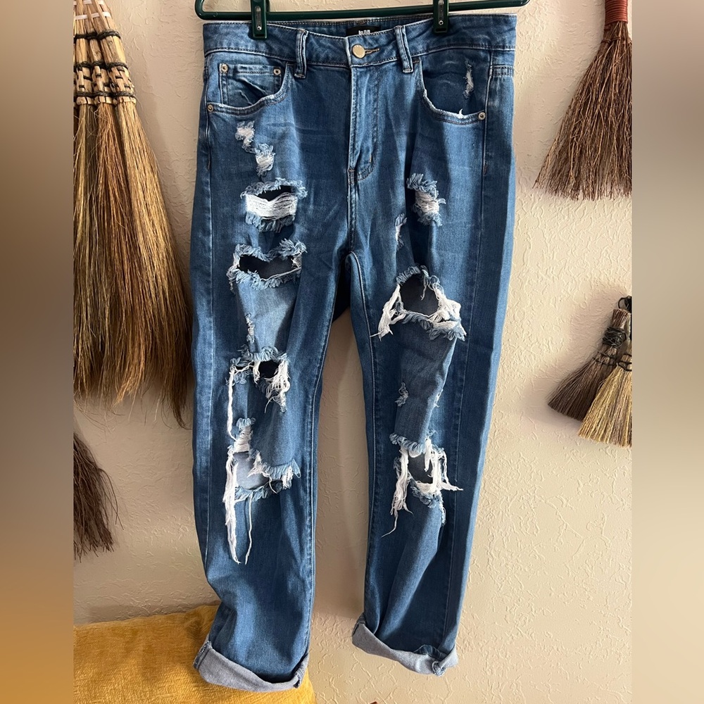 Women’s Distressed Blue Jeans